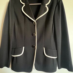 St. John Black Blazer with White Piping